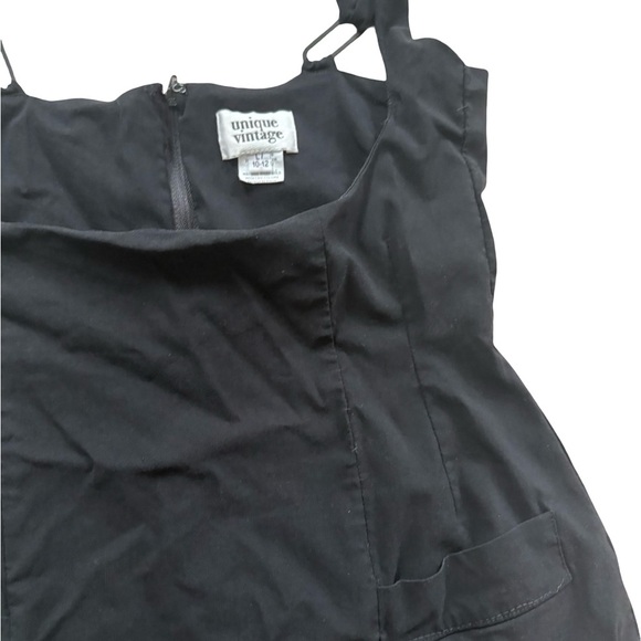 Unique Vintage Black Fitted Pencil Dress with Adjustable Straps – Size L (10–12) - Picture 4 of 13